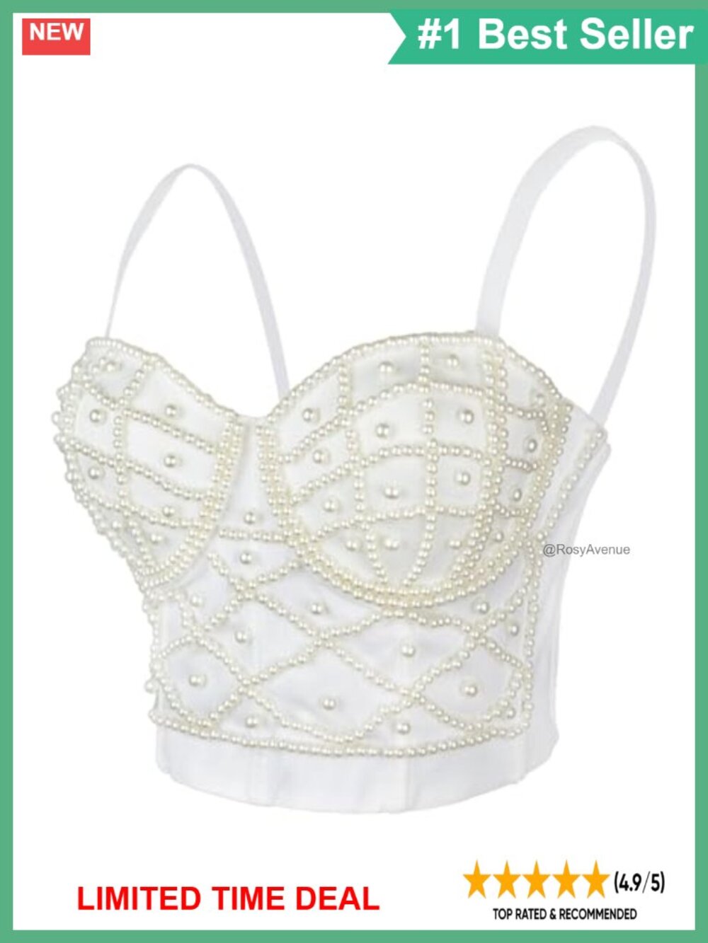 Pearl Beaded Bustier Corset Cage Bra Crop Top Clubwear